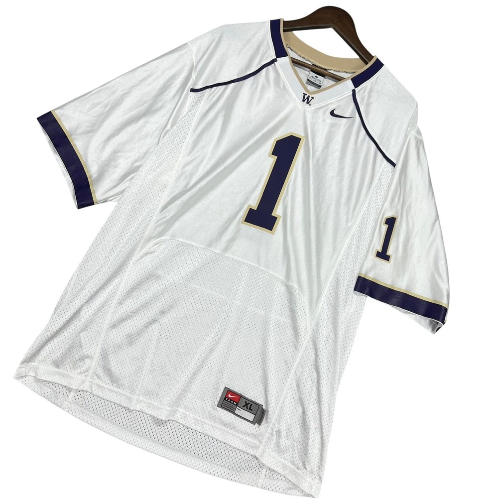 Vintage 2009 Nike Washington Huskies Team Issued Football Jersey White‎ Mens XL